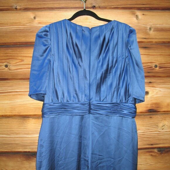 Mac Duggal 27014 Womens Blue PUFF SLEEVE PLEATED BODICE DRAPED GOWN - Picture 10 of 13